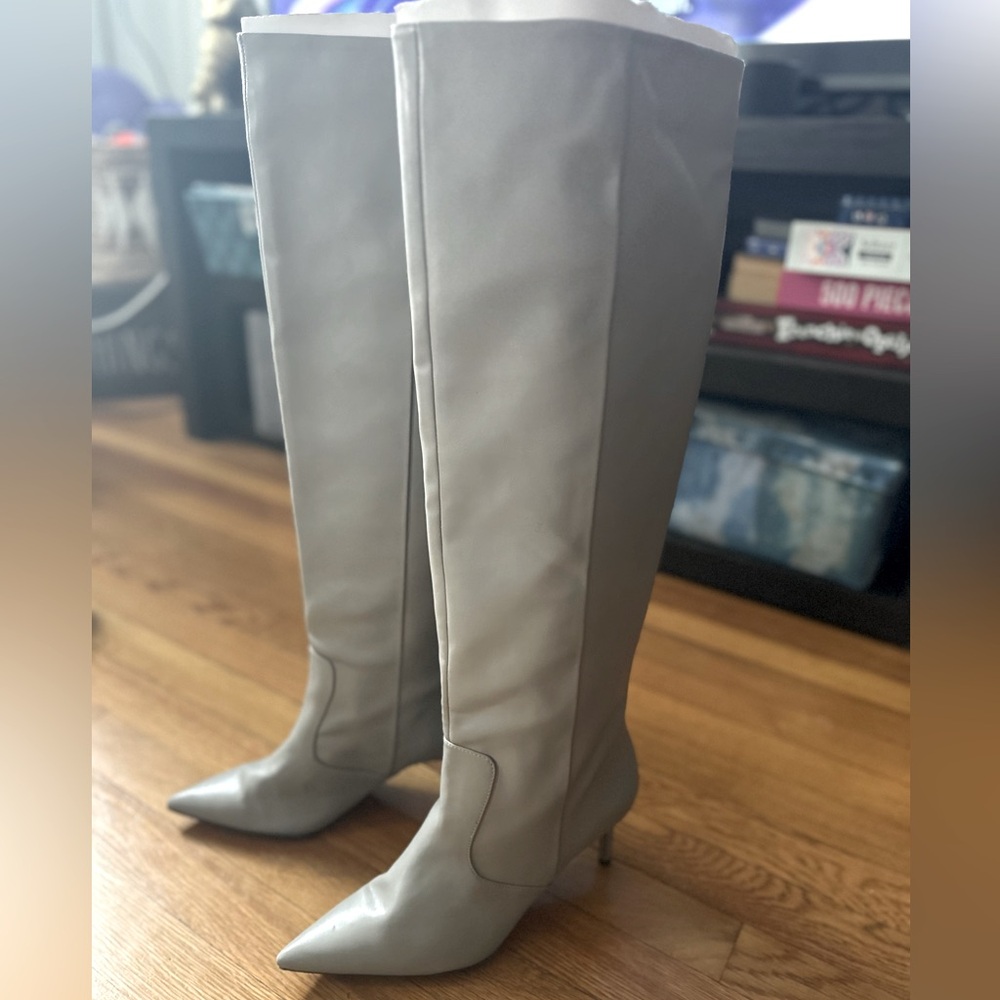 H&M light grey thigh boots -10M